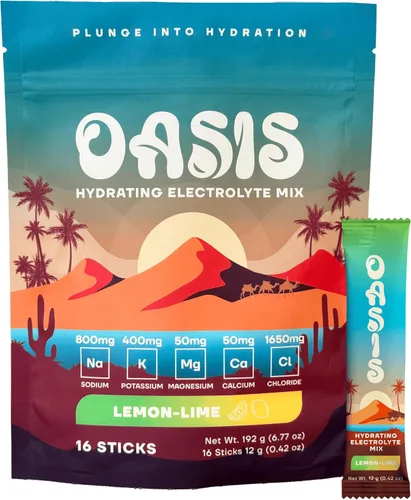 Vista 6 de Oasis - Polvo de electrolitos – Sin azúcar, cero calorías, paquetes de hidratación de sabor natural para entrenamiento o salir Solución de polvo