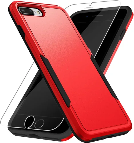 Vista 7 de Funda para iPhone 7/8 Plus, con protector de pantalla HD, [probada contra caídas de grado militar], resistente, resistente, a prueba de golpes, Negro
