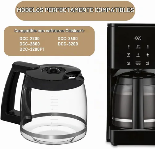 Vista 2 de Olla de Reemplazo para Jarra de Café de 14 Tazas Compatible con la Máquina de Café Cuisinart DCC-2200RC, DCC-2200, DCC-3200, DCC-3200P1, DCC-3200FR
