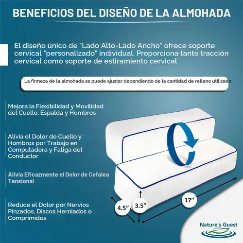 Vista 6 de Nature's Guest Almohada cervical ajustable para dormir, alivio del dolor de cuello, soporte de columna vertebral, viajes, soporte de piernas