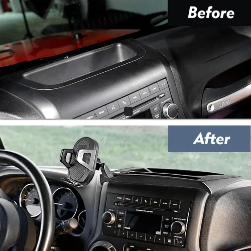 Vista 4 de Soporte de teléfono celular Jeep Wrangler JK 2011-2017 Jeep Wrangler JK JKU de 2 puertas y 4 puertas, soporte de teléfono multimontaje con brazo