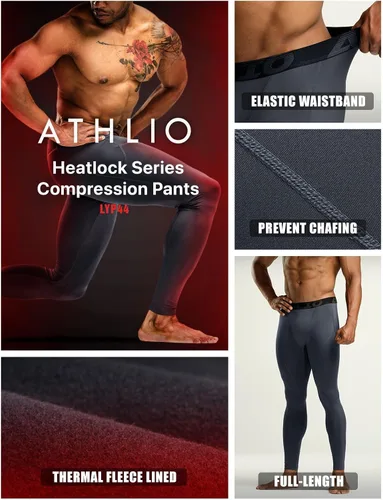 Vista 6 de ATHLIO Men's Thermal Compression Pants, Athletic Running Tights & Sports Leggings, Wintergear Base Layer Bottoms