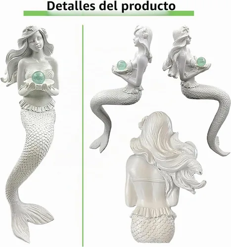 Vista 5 de Teaeeno - Decoración única para pecera, estatua de sirena para acuario Blanco