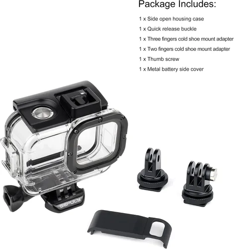 Vista 8 de GEPULY Carcasa de esqueleto con protección lateral abierta con USB de aluminio Pass Through Cubierta de puerta lateral para GoPro Hero 9 10 11 12 13