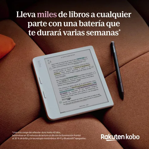 Vista 7 de Kobo Libra Colour eReader Pantalla Kaleido™ 3 de tinta E sin deslumbramiento de 7 pulgadas Opción de modo oscuro Audiolibros Resistente al