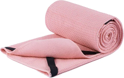 Vista 11 de MICROFI Toalla Estera de Microfibra para Yoga Caliente, 24 x 72 pulgadas, con Agarre de Silicona Antideslizante, Correas Elásticas de Ajuste Seguro