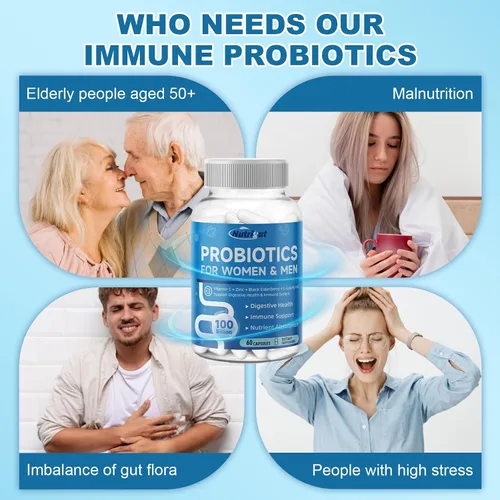 Vista 5 de Probióticos para mujeres y hombres para la salud digestiva con 100 mil millones de UFC, probióticos para mujeres y hombres para la salud intestinal