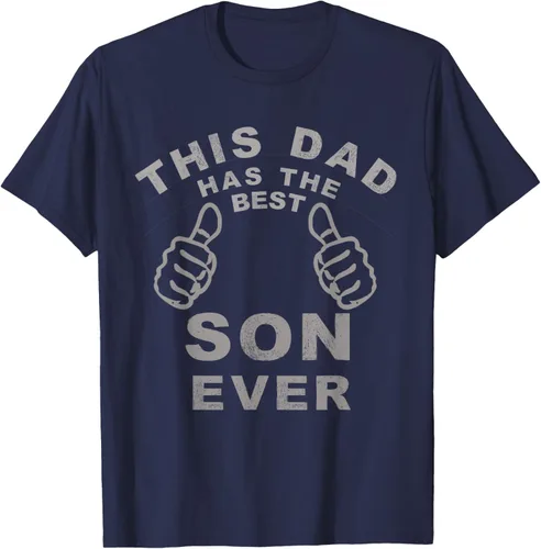 Vista 30 de Camiseta con texto en inglés "This Dad Has the Best Son Ever", regalo del día del padre, Negro