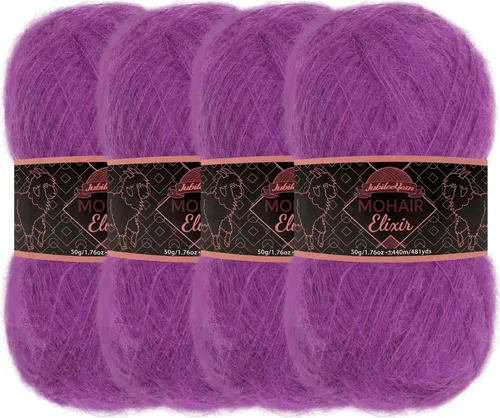 Vista 25 de JubileeYarn Mohair Elixir Yarn - 50g/Skein Baby Wool Blend - Cosmopolitan - 1 Skein