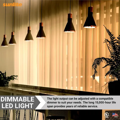 Vista 5 de Sunlite 80509 - Bombilla LED A19 transparente estilo filamento, 6 vatios (equivalente a 40 vatios), 600 lúmenes, 120 voltios, regulable, base E26