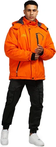 Vista 4 de CorBuyit Chaqueta de esquí con capucha para hombre, abrigo impermeable de invierno para nieve