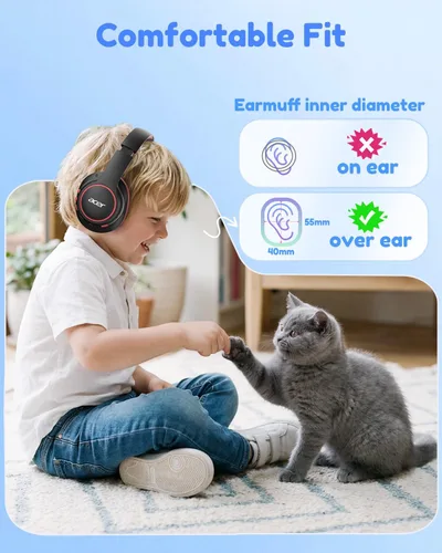 Vista 2 de Acer OHR702 - Auriculares Bluetooth para niños con micrófono integrado Negro rojo