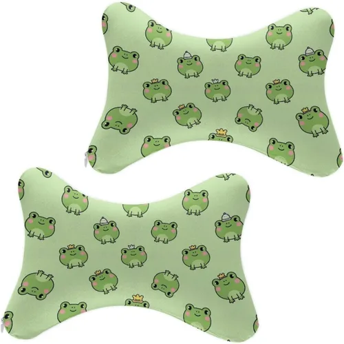 Vista 6 de Almohada de coche para aliviar el dolor de cuello, compatible con linda rana de espuma viscoelástica para el cuello del auto con correa ajustable, 2