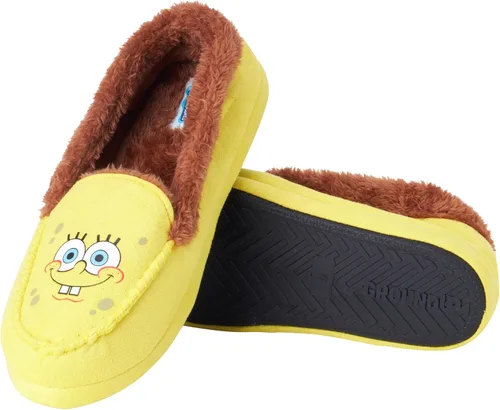 Vista 2 de Nickelodeon Pantuflas para hombre - Bob Esponja y Patricio 3D Fuzzy Slippers (7-14)
