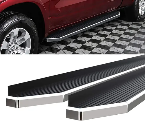 Vista 4 de HD Ridez Estribo de estilo plano de 6 pulgadas pulido, compatible con Ram 1500 2019-2025 Crew Cab