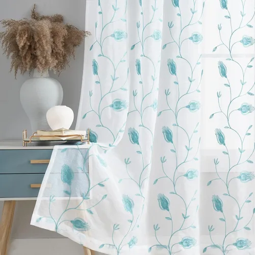 Vista 116 de MYSTIC-HOME Juego de cortinas de niveles transparentes blancas para cocina de 24 pulgadas de largo, tratamiento de cortinas para ventanas pequeñas