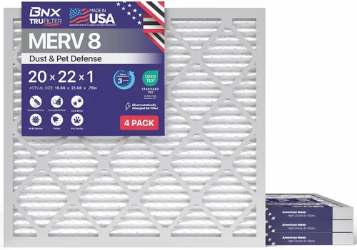 Vista 13 de BNX TruFilter - Filtro de aire MERV 8 de 10 x 10 x 1 pulgadas (paquete de 6) – Fabricado en Estados Unidos – Defensa contra polvo y mascotas