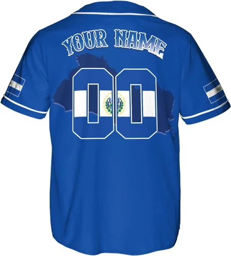 Vista 6 de Camiseta de béisbol de El Salvador personalizada,Camiseta personalizada con la bandera salvadoreña,Orgulloso Jersey Salvadoreña,Jersey del orgullo