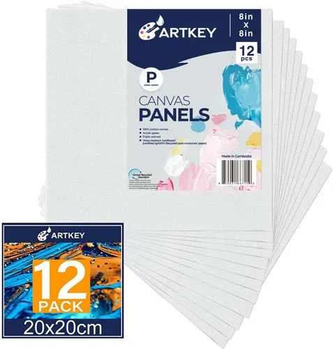 Vista 16 de Artkey Bastidores entelados para pintar, 8 x 10 pulgadas, paquete de 4 unidades, lienzo en blanco de 10 onzas con imprimación 100% algodón blanco