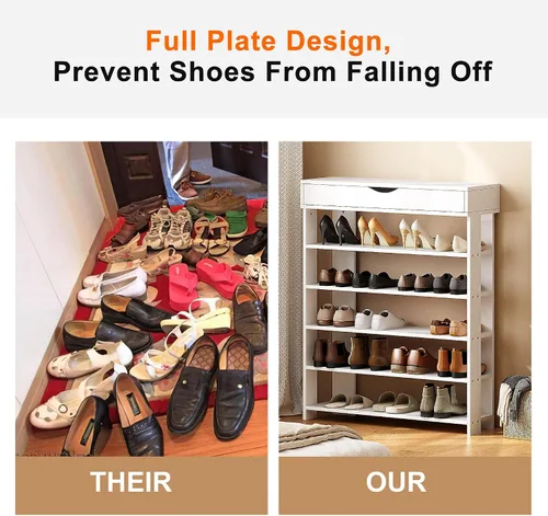 Vista 5 de SogesPower Zapatero de pie de 5 niveles de madera, organizador de zapatos de 29.5 pulgadas con estante de almacenamiento de zapatos con tapa