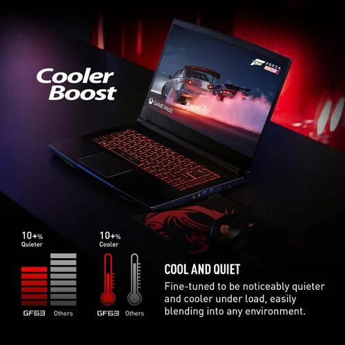 Vista 6 de MSI GF63 - Laptop para juegos FHD de 15.6 pulgadas y 144 Hz, procesador Intel Core i7-12650H de 12ª generación, NVIDIA GeForce RTX 4050 6GB, memoria