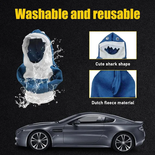 Vista 4 de Cubierta de palanca de cambios para coche, sudadera con capucha de palanca de cambios estilo mini tiburón de moda, divertido protector de palanca