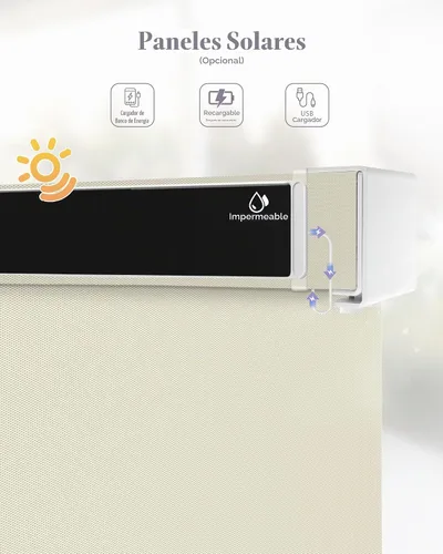 Vista 2 de Graywind Persianas enrollables motorizadas para exterior para patio compatibles con Alexa Google, cortinas solares inteligentes para exteriores