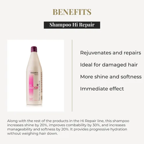 Vista 3 de SALERM - Champú reparador - Champú Hi Repair - 33.8 fl oz - Hidratación profunda para cabello dañado - Repara y rejuvenece - Cabello más brillante