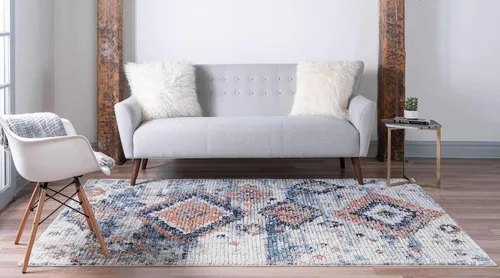 Vista 4 de Unique Loom Morocco Collection Medallion, alfombra abstracta (2 pies 2 pulgadas x 3 pies 0 rectangular, marfil/azul)
