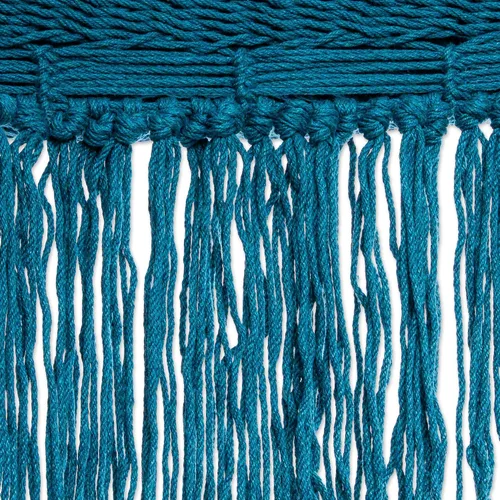 Vista 5 de NOVICA Hamaca maya de algodón azul turquesa 1001 Summer Nights de México 'Caribbean Blue Cascade