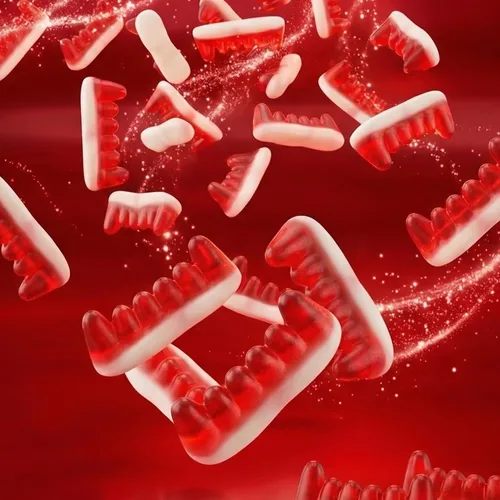Vista 6 de Ceres Gourmet Vampire Teeth - Paquete de 24 caramelos a granel (2.82 onzas cada uno), paquetes individuales, gomitas masticables de drácula