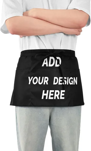 Vista 2 de FASHON&FASCIN Delantales personalizados para mujeres y hombres, delantales de camarera personalizados con 3 bolsillos para camareras medio delantal