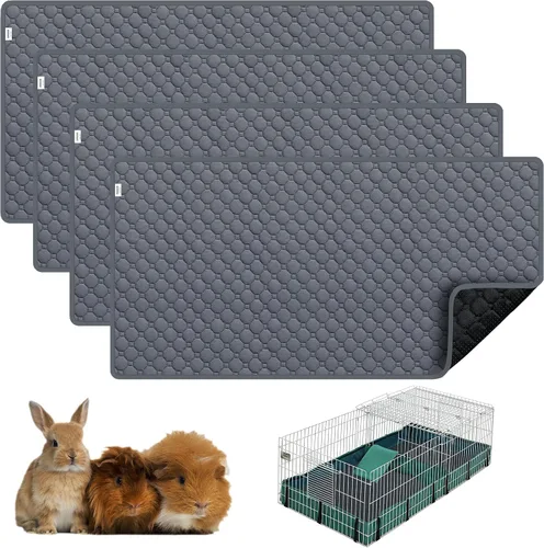 Vista 12 de Ropa de cama para cobayas, 2 paquetes de forro lavable para jaula de 49x24 pulgadas, almohadillas súper absorbentes lavables, impermeables y Palta