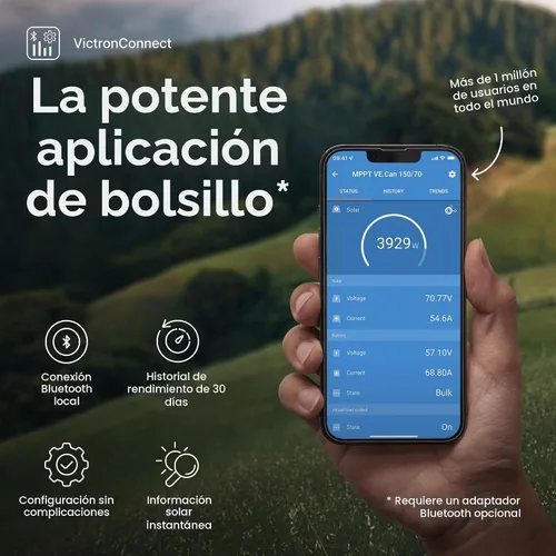 Vista 7 de Victron Energy BlueSolar MPPT Controlador de carga solar - Controladores de carga para paneles solares - 100V, 15 amperios, 12/24 voltios