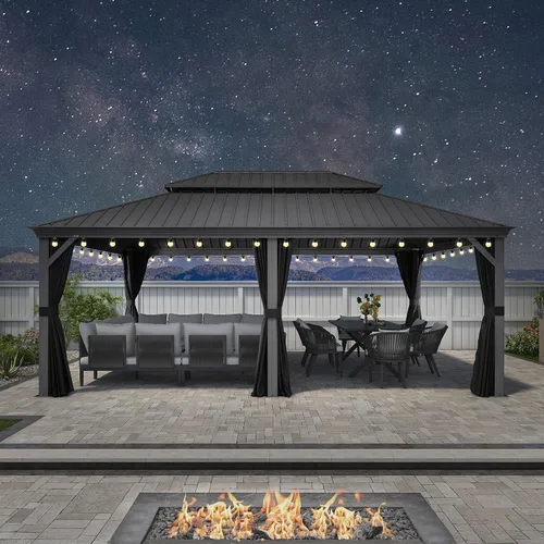 Vista 33 de PURPLE LEAF - Gazebo para exteriores de 10 x 12 pies, con sistema de drenaje