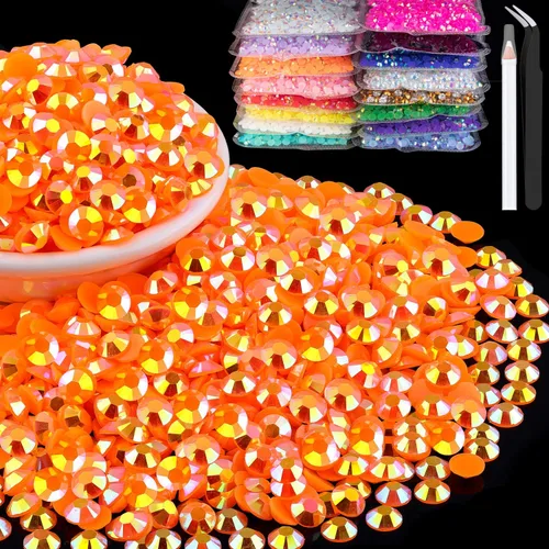 Vista 36 de 15000 diamantes de imitación de resina de 0.079 pulgadas a granel, diamantes de imitación de gelatina redondos negros con parte trasera plana, gemas