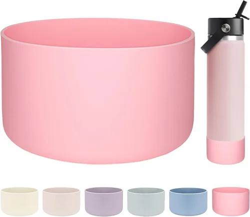 Vista 47 de HEYSKAY Bota protectora de silicona para botella de agua Hydro Flask, botella de agua de boca ancha, protector inferior de silicona antideslizante