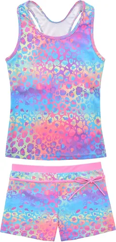 Vista 16 de JerrisApparel Traje de baño de dos piezas para niñas de verano con boyshort, diseño de tankini estrella de mar aqua