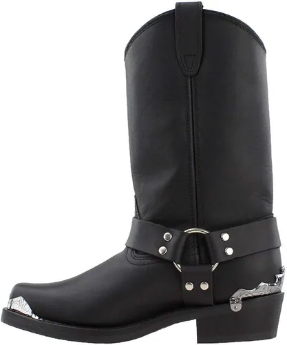 Vista 4 de Dingo Mens Chopper Square Toe Casual Botas Mid Calf - Negro