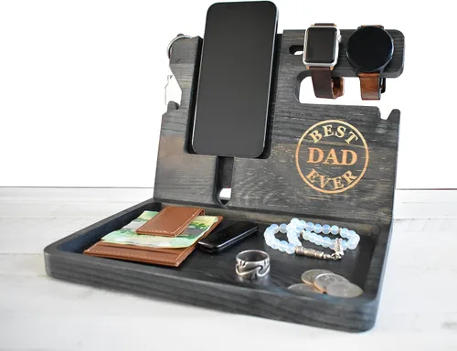 Vista 6 de PurpleHammer - Organizador de escritorio personalizado, mesita de noche, único, regalo de cumpleaños, regalo para hombres, estación de acoplamiento