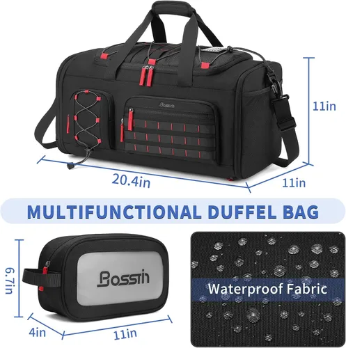 Vista 2 de Bosstin Bolsa de gimnasio para hombres y mujeres, 45L de viaje, bolsa de lona deportiva, mochila de viaje para gimnasio, fin de semana, mochila