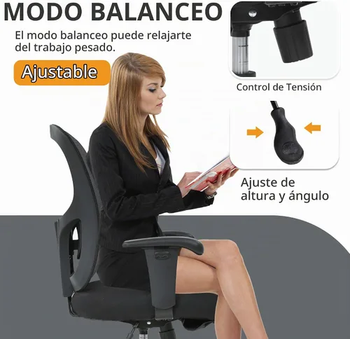 Vista 5 de Silla de escritorio ergonómica, silla de oficina, silla de computadora de 500 libras con soporte lumbar, asiento ancho, brazos ajustables