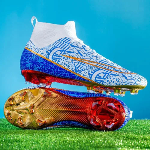 Vista 5 de Zapatos de fútbol para hombre FGAG con cordones, zapatos de fútbol para adultos, atléticos al aire libre, firmes, para césped