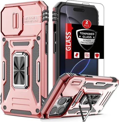 Vista 21 de Funda para iPhone 12 Pro Max con 2 protectores de pantalla, cubierta deslizante integrada para cámara para 12Pro Max, funda para teléfono