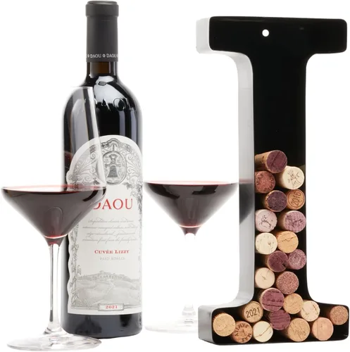 Vista 15 de Soporte de corcho con letra de vino (C) Arte decorativo de pared