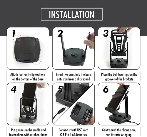 Vista 5 de Columpio para teléfono, balancín de teléfono, compatible con Pokemon Go Walker, accesorios para podómetro de teléfono celular
