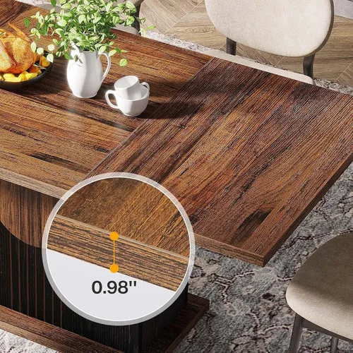 Vista 7 de Tribesigns Mesa de comedor rectangular de 55 pulgadas para 4 a 6 personas, mesa de comedor de madera de granja para cocina, comedor y sala de estar
