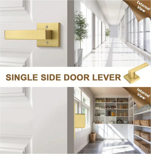 Vista 5 de Probrico - 1 manija inactiva dorada para puerta, moderna, para armario, resistente, para interior, sin giro, reversible para lado derecho e izquierdo