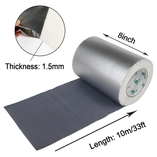 Vista 3 de BOMEI PACK Cinta de butilo, impermeable de 0.059 in x 8 pulgadas de ancho x 16.4 pies de largo, reparación de fugas multiusos para sellado de barcos