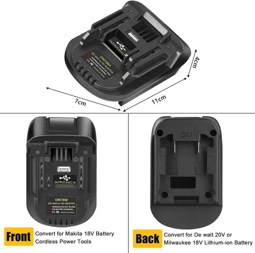 Vista 8 de Adaptador de batería convertidor DM18M para batería Dewalt 20V y Milwaukee